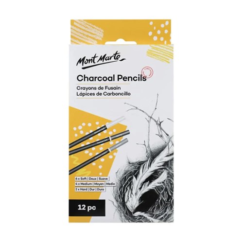 MONT MARTE CHARCOAL PENCILS Set 12 Pieces